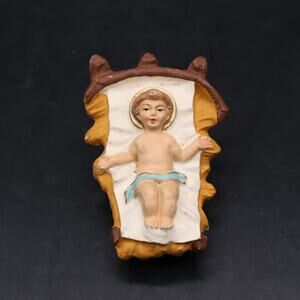 Nativity Figure Baby Jesus Manger Paper Mache Composite Made in Italy Vintage